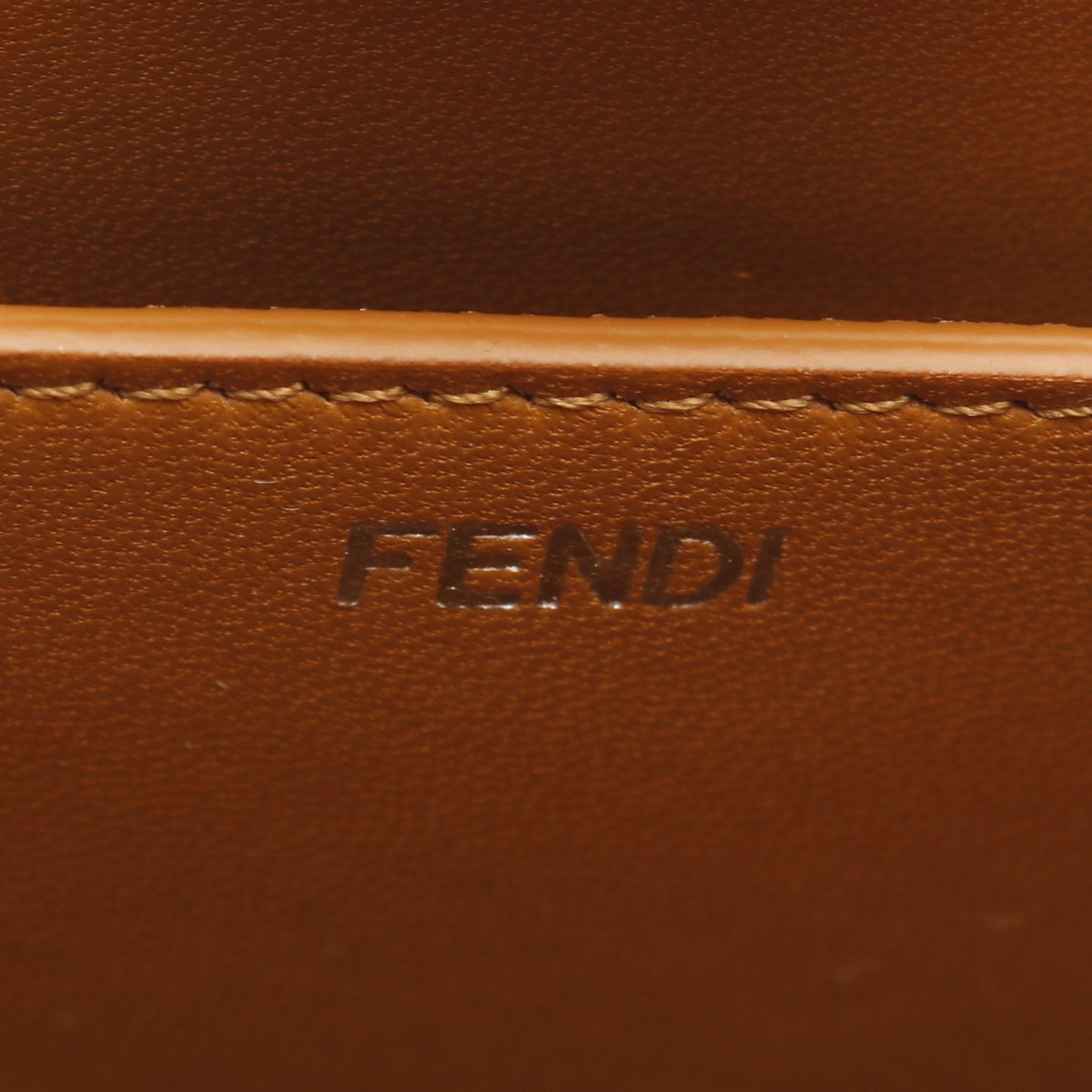 FENDI Peekaboo Cut Medium Chain shoulder bag Leather Brown