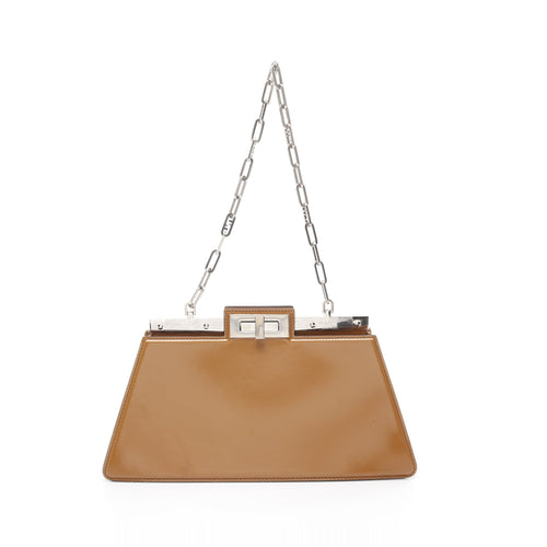 FENDI Peekaboo Cut Medium Chain shoulder bag Leather Brown