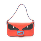 FENDI Monster Bucket Handbag Leather Orange red Black