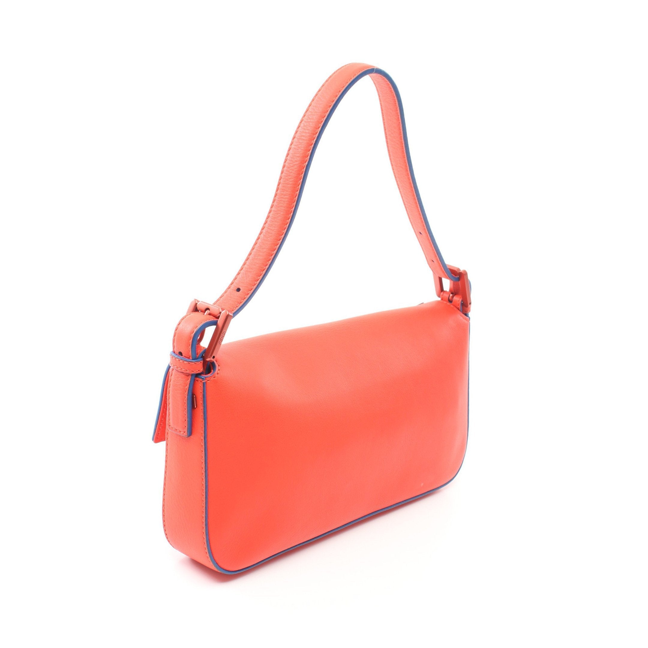 FENDI Monster Bucket Handbag Leather Orange red Black
