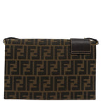 FENDI Zucca Canvas Shoulder Bag Brown Black gold95519