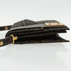 FENDI Zucca Canvas Shoulder Bag Brown Black gold95519