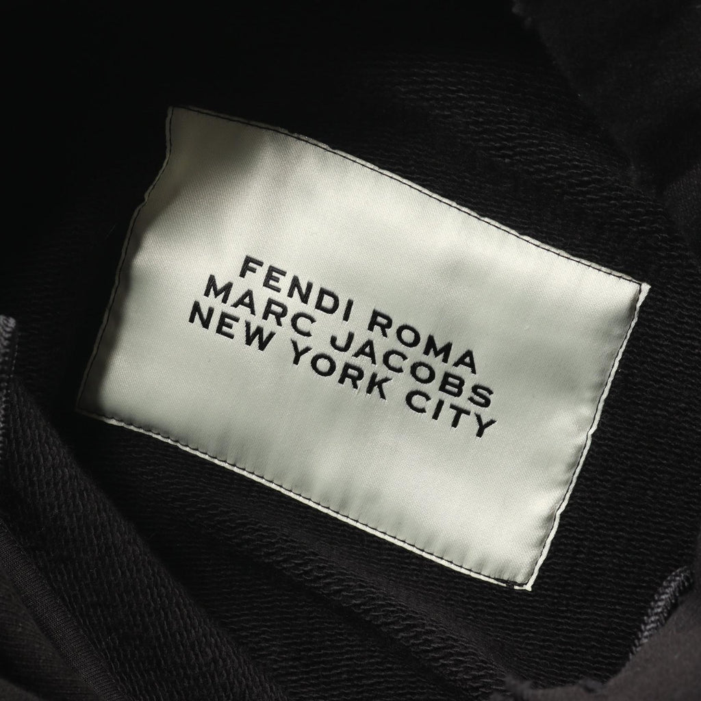 FENDI FENDI * MARC JACOBS FF Baguette Booties Pullover hoodie Cotton Black Damage processing