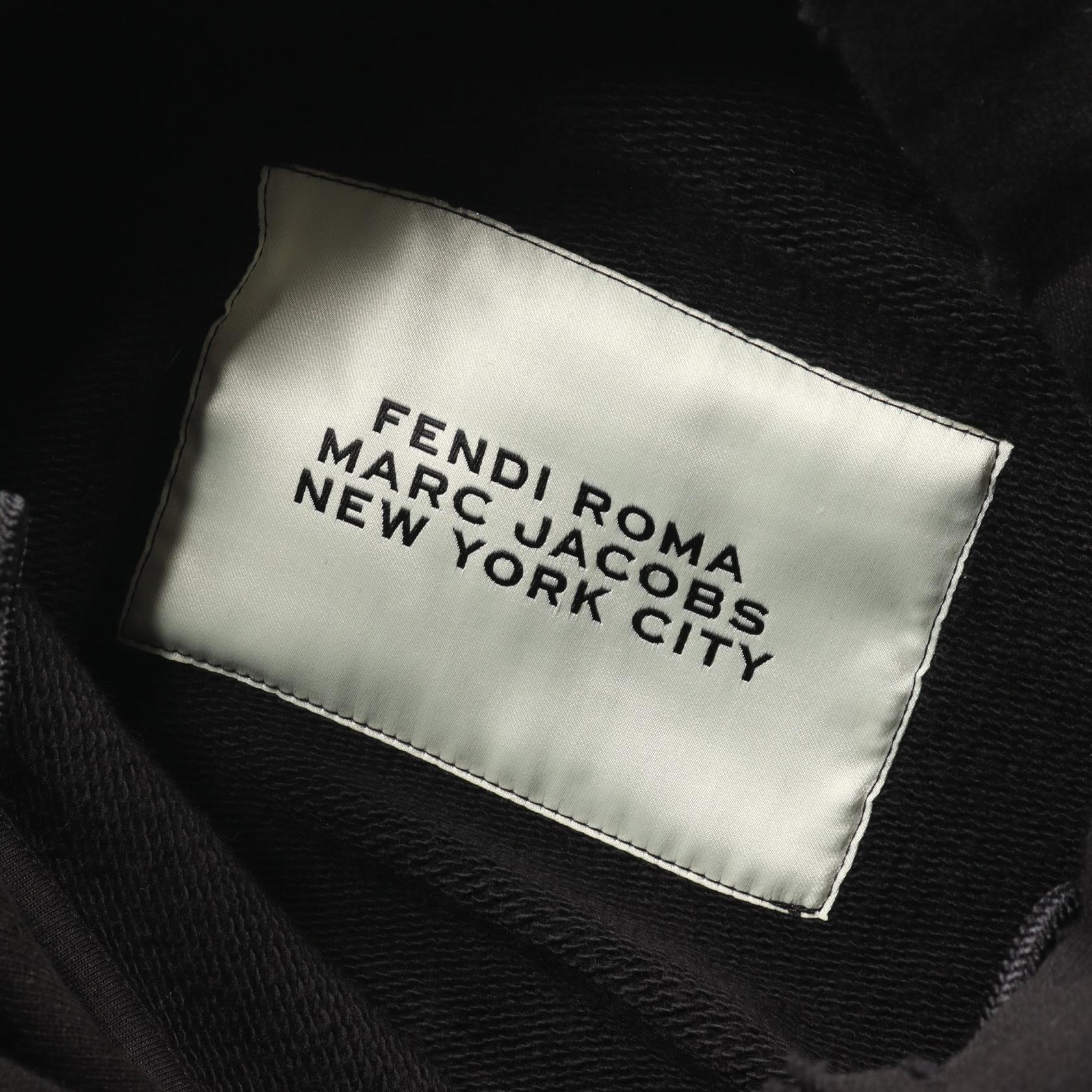 FENDI FENDI * MARC JACOBS FF Baguette Booties Pullover hoodie Cotton Black Damage processing