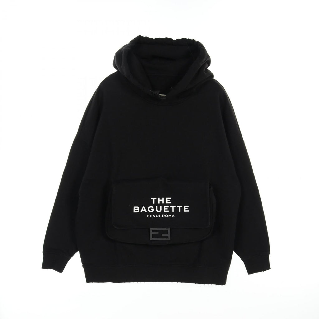 FENDI FENDI * MARC JACOBS FF Baguette Booties Pullover hoodie Cotton Black Damage processing