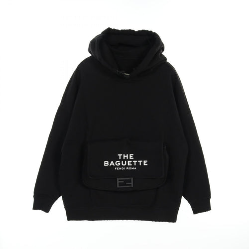 FENDI FENDI * MARC JACOBS FF Baguette Booties Pullover hoodie Cotton Black Damage processing