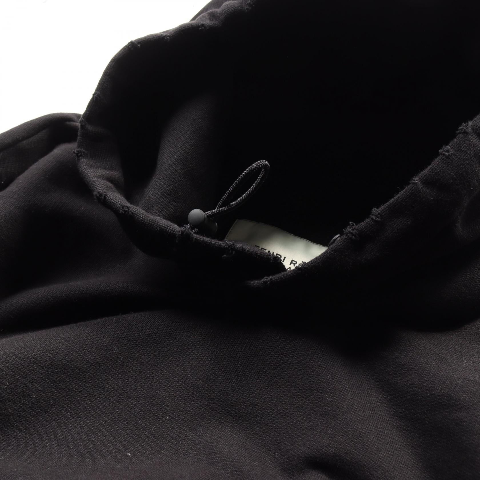 FENDI FENDI * MARC JACOBS FF Baguette Booties Pullover hoodie Cotton Black Damage processing