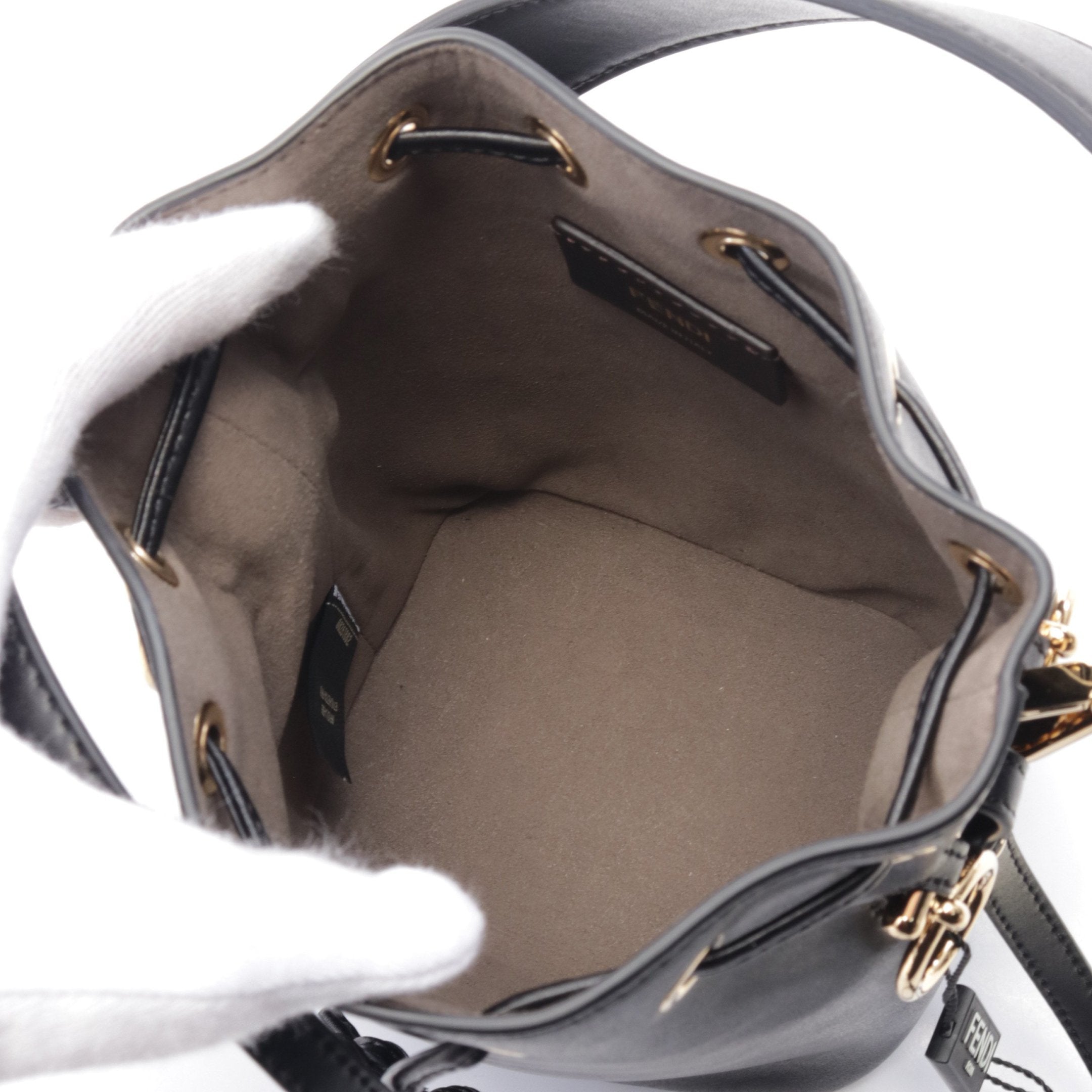 FENDI Mini Montresor Handbag Leather Black 2WAY