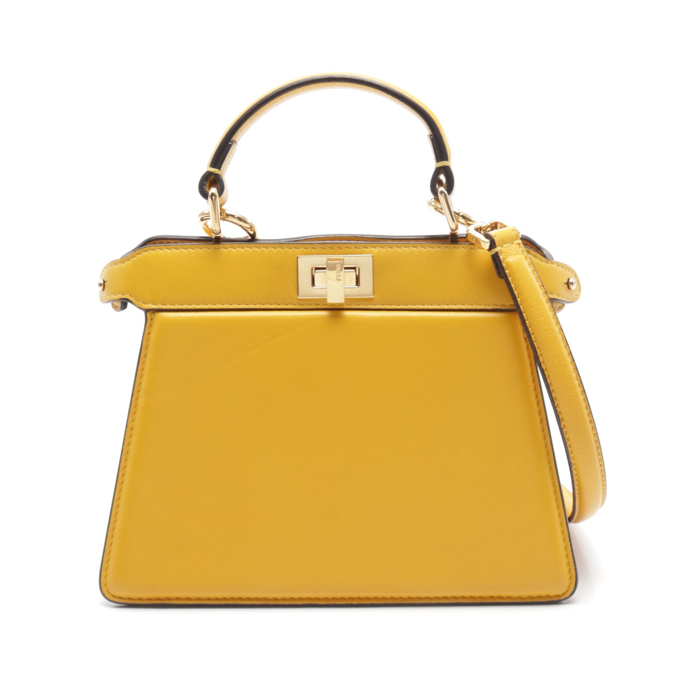 FENDI Peekaboo ISeeU Handbag Leather Yellow 2WAY