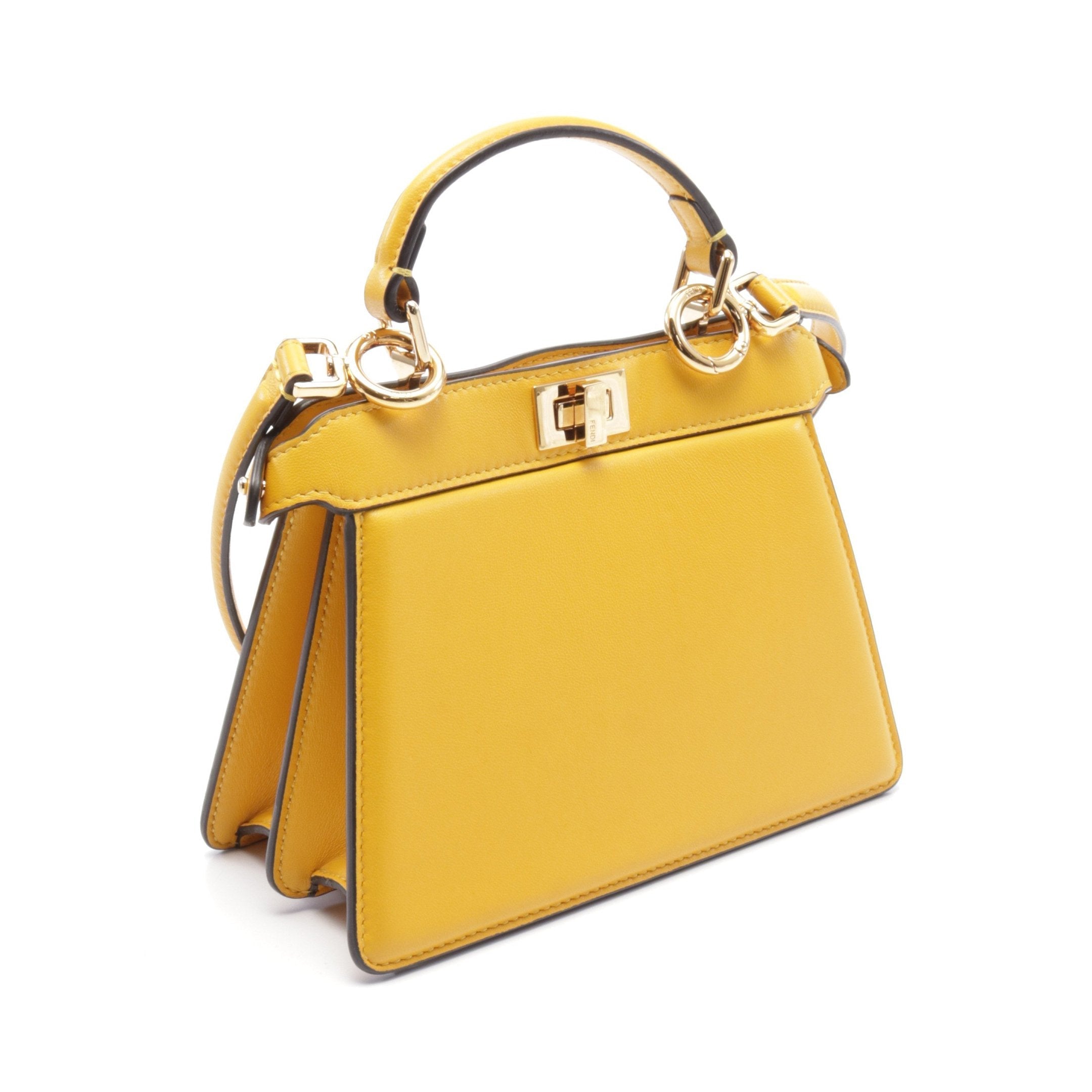 FENDI Peekaboo ISeeU Handbag Leather Yellow 2WAY