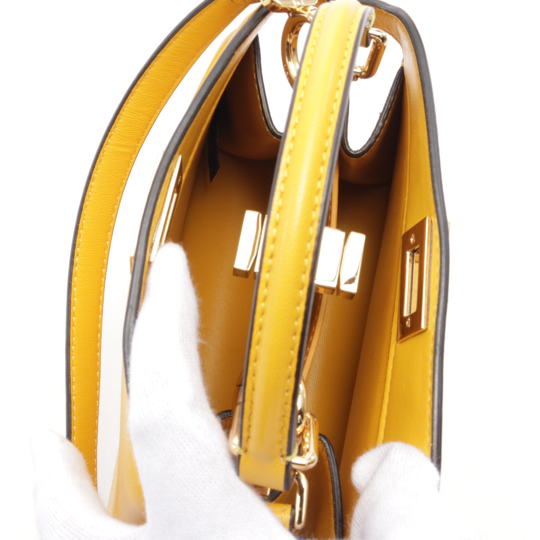 FENDI Peekaboo ISeeU Handbag Leather Yellow 2WAY