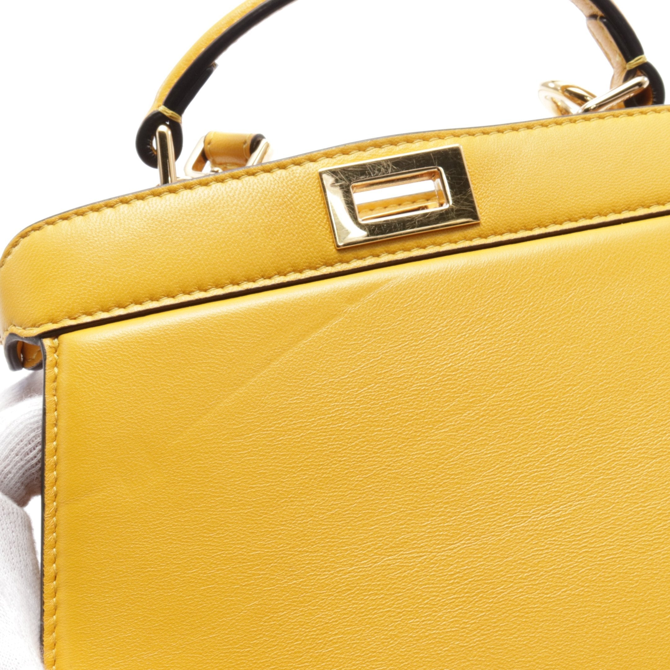 FENDI Peekaboo ISeeU Handbag Leather Yellow 2WAY