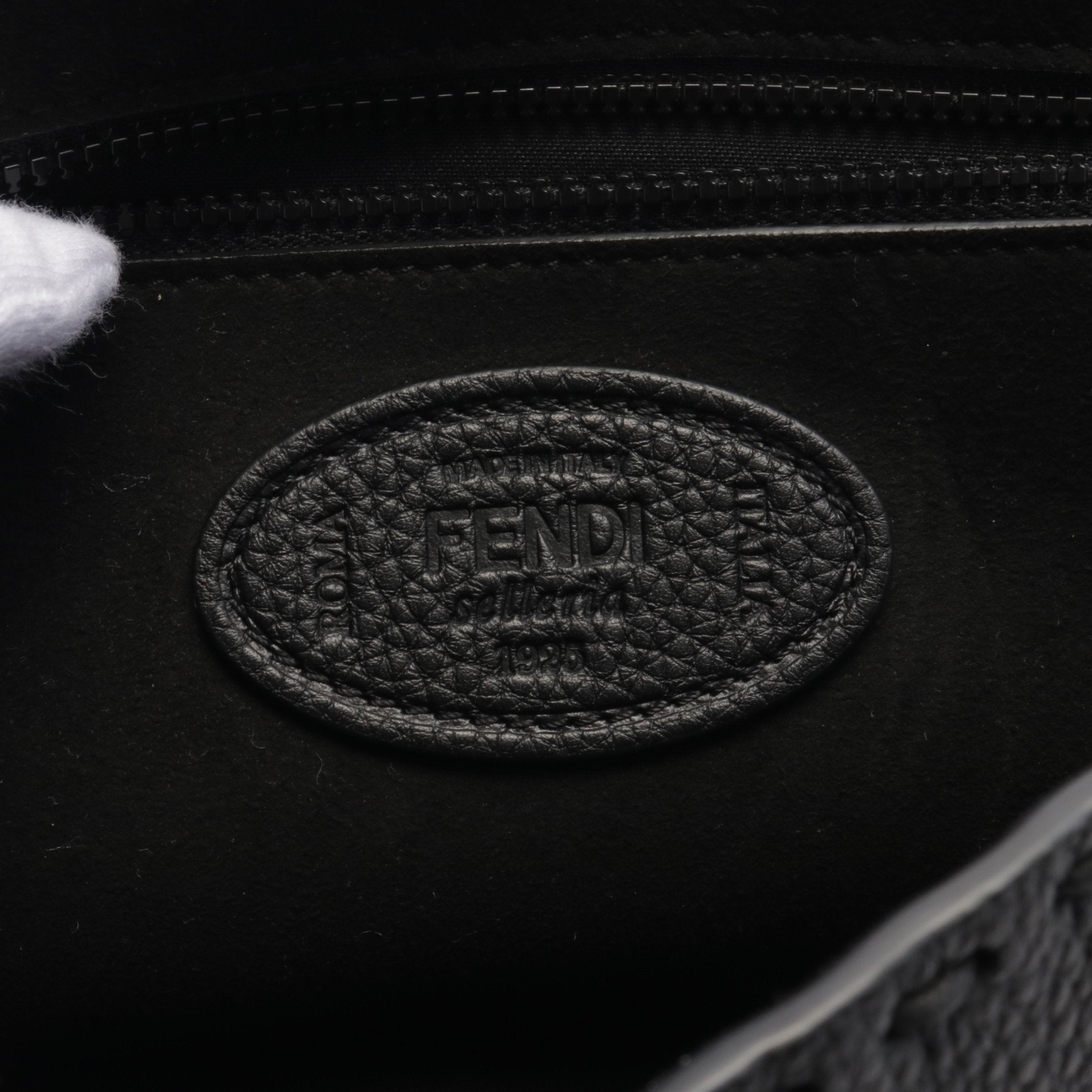 FENDI Bucket Selleria Handbag Leather Black 2WAY