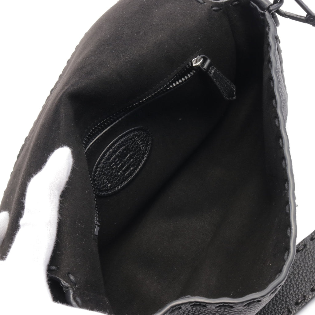 FENDI Bucket Selleria Handbag Leather Black 2WAY