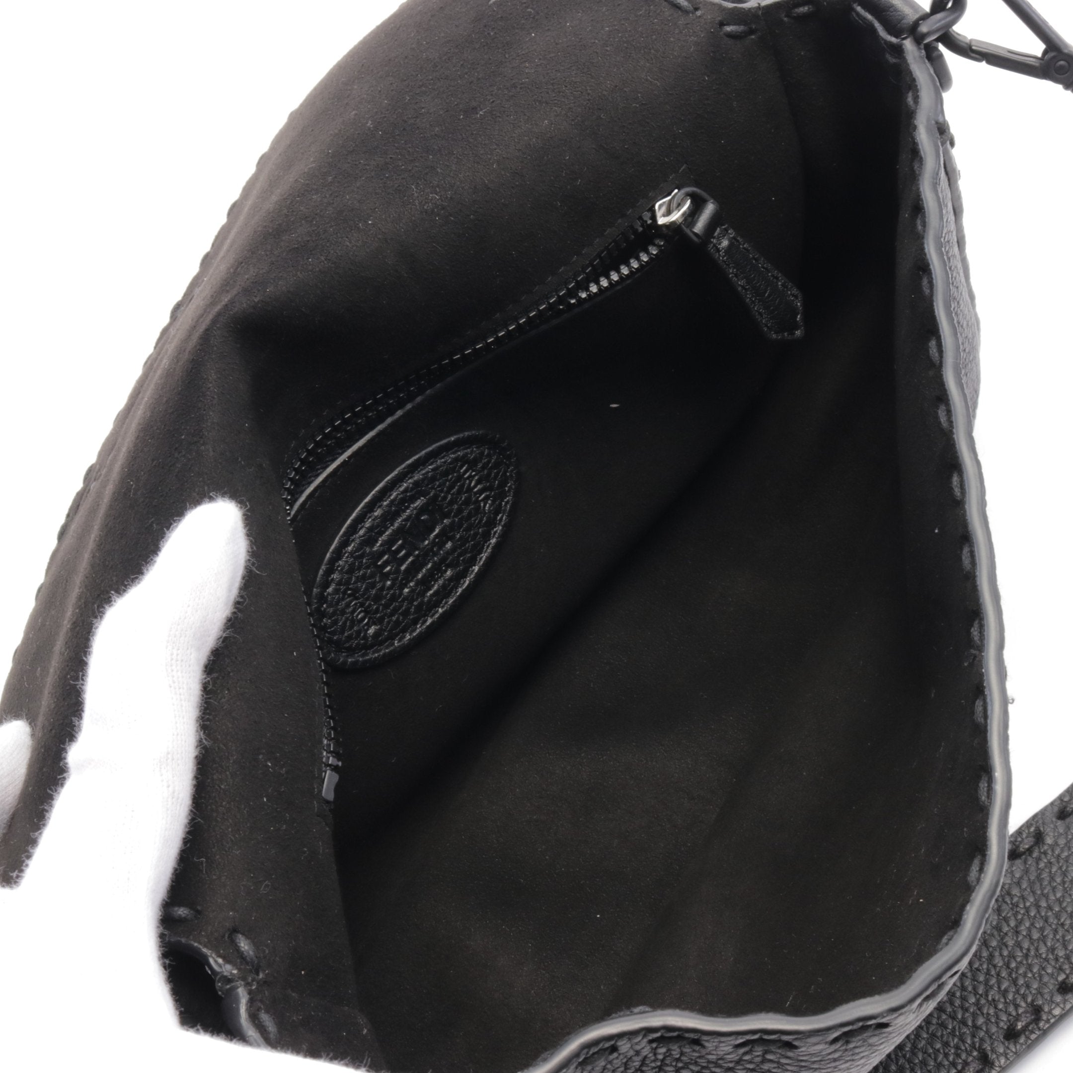 FENDI Bucket Selleria Handbag Leather Black 2WAY