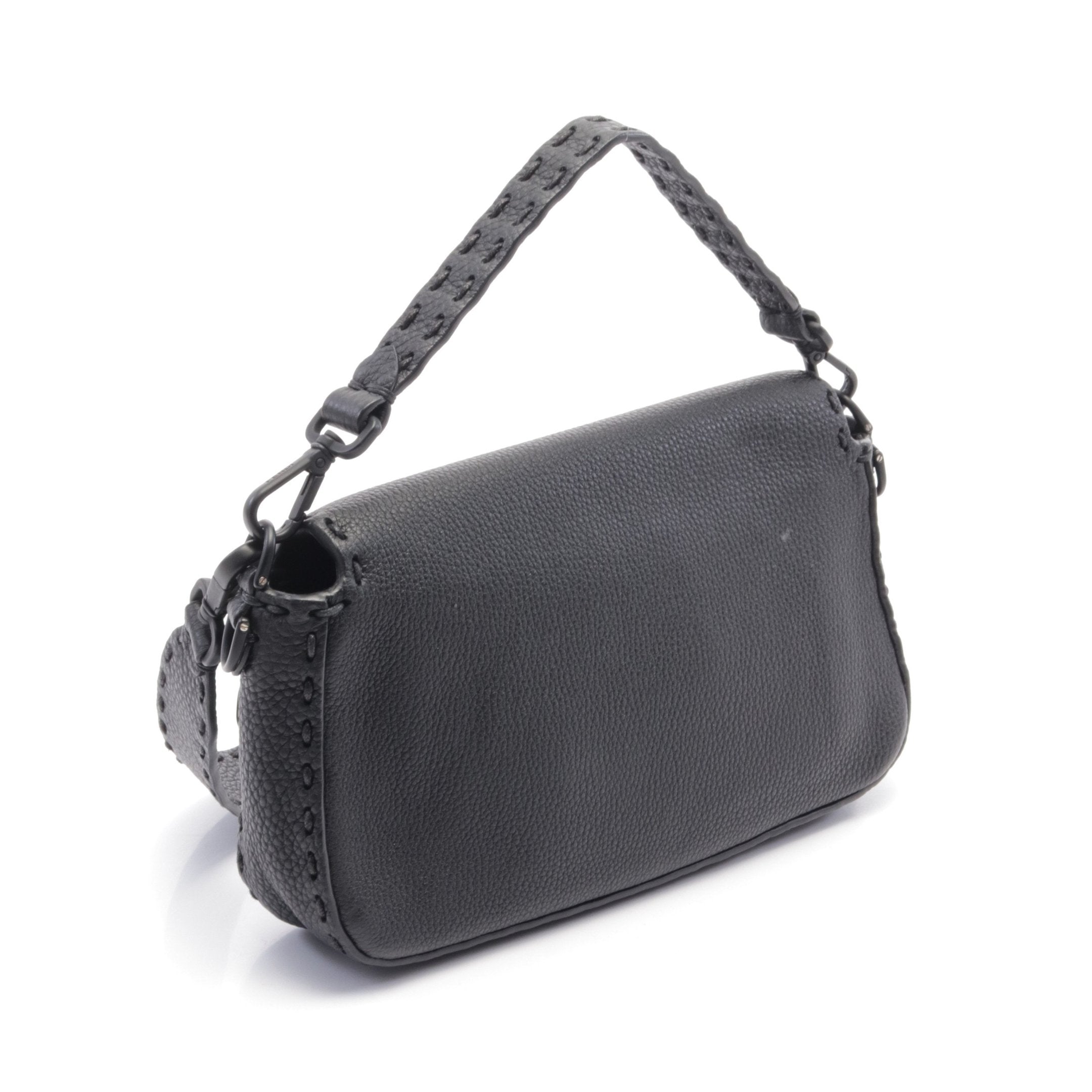 FENDI Bucket Selleria Handbag Leather Black 2WAY