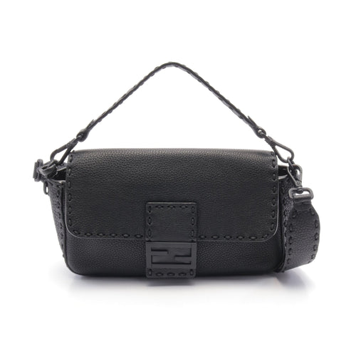 FENDI Bucket Selleria Handbag Leather Black 2WAY