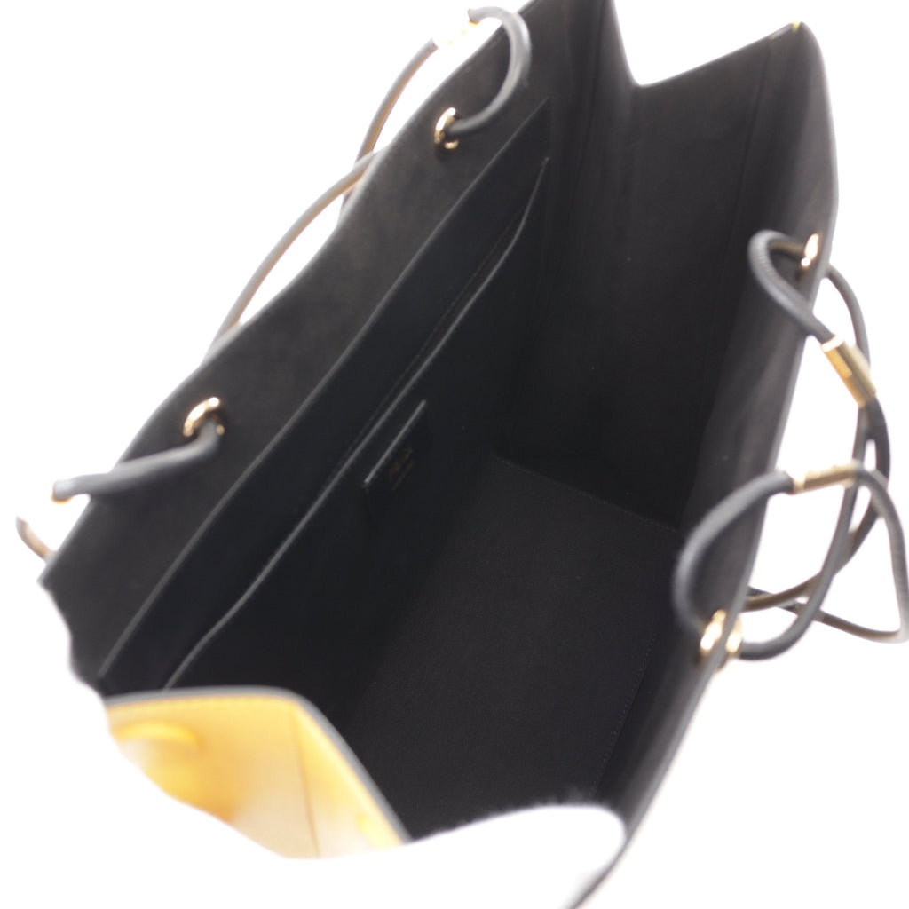 FENDI Shopping bag Medium Shoulder bag Tote bag Leather Yellow Black 2WAY