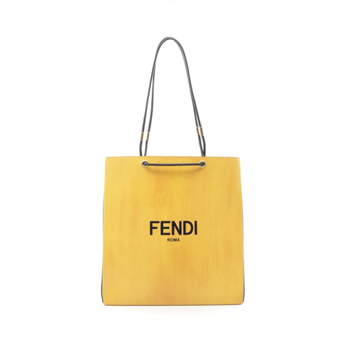 FENDI Shopping bag Medium Shoulder bag Tote bag Leather Yellow Black 2WAY