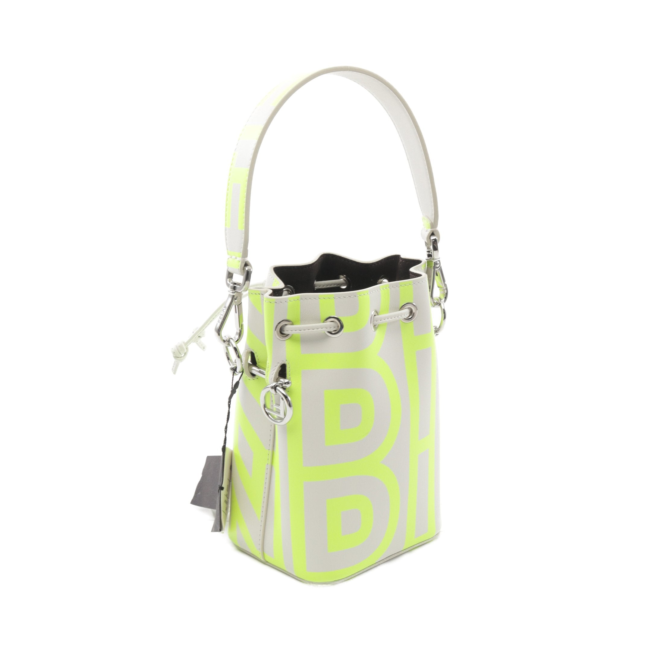 FENDI FENDI * MARC JACOBS Mini Montresor Handbag Leather White Yellow 2WAY