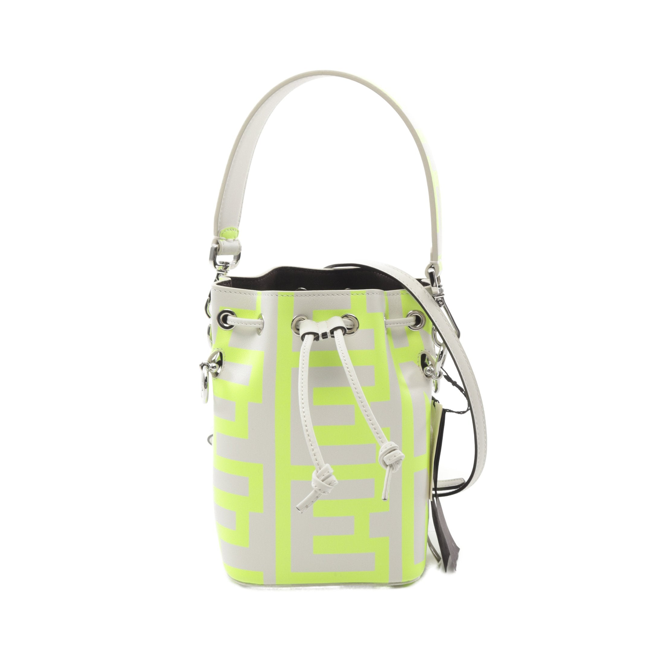 FENDI FENDI * MARC JACOBS Mini Montresor Handbag Leather White Yellow 2WAY