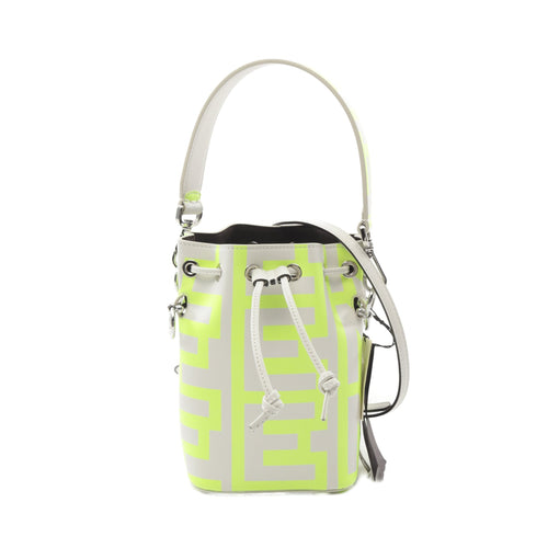 FENDI FENDI * MARC JACOBS Mini Montresor Handbag Leather White Yellow 2WAY