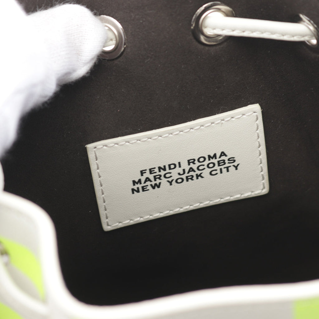 FENDI FENDI * MARC JACOBS Mini Montresor Handbag Leather White Yellow 2WAY