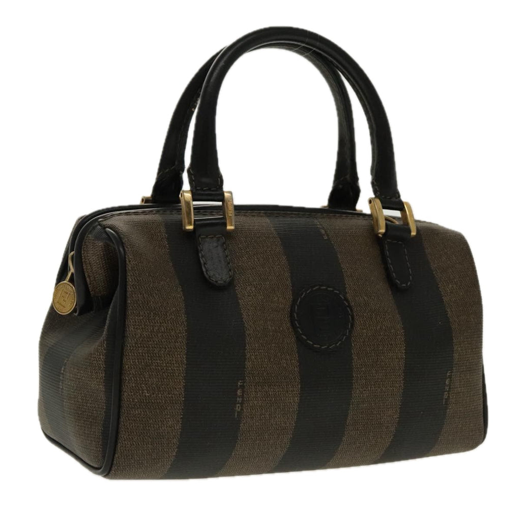 FENDI Pecan Canvas Mini Hand Bag Brown Black gold95610
