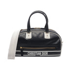 Dior VIBE Vibe Medium Bowling Bag Handbag Mini boston bag Leather Dark navy White 2WAY
