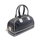 Dior VIBE Vibe Medium Bowling Bag Handbag Mini boston bag Leather Dark navy White 2WAY