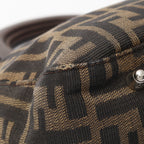 FENDI Zucca Handbag Tote bag Canvas Brown Dark brown