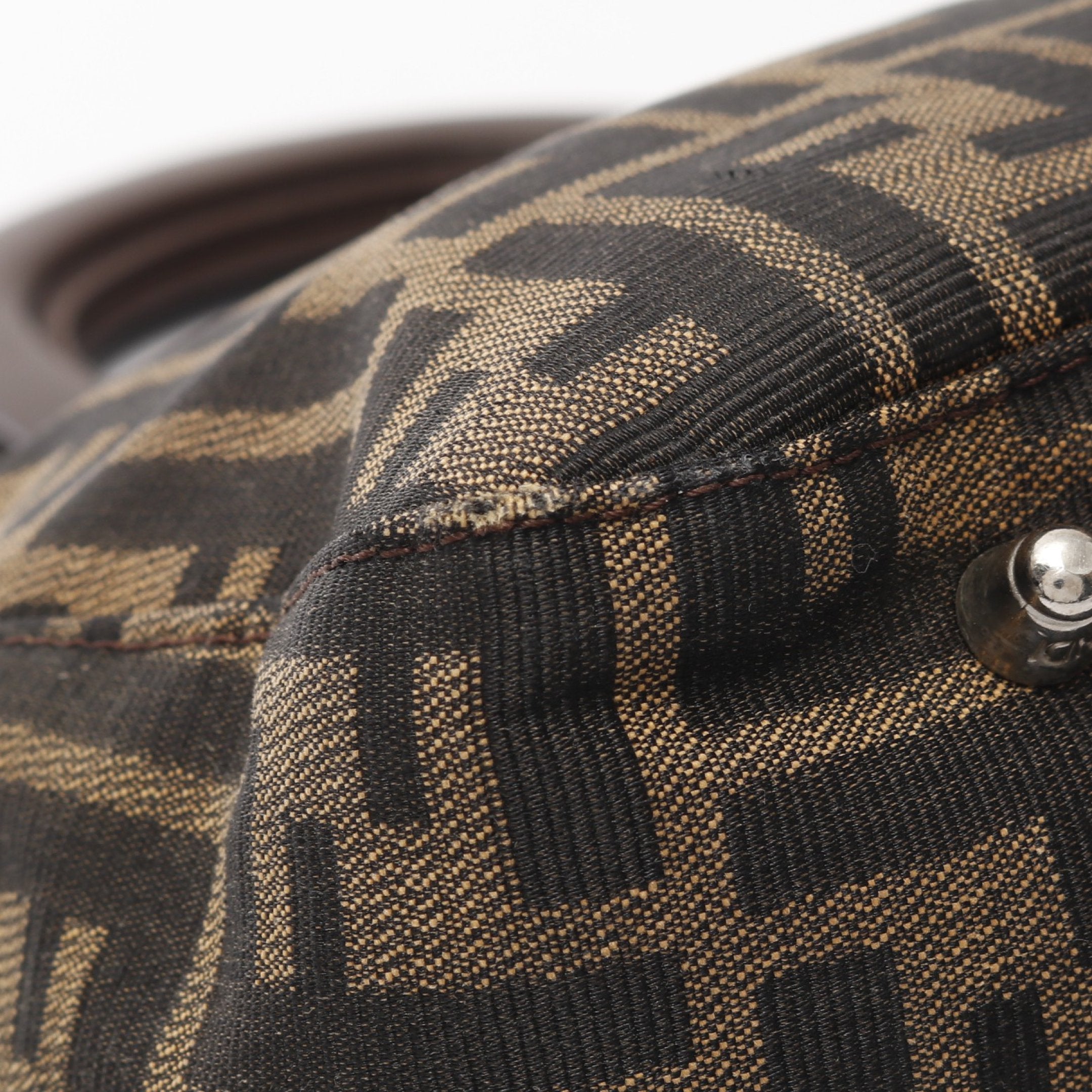 FENDI Zucca Handbag Tote bag Canvas Brown Dark brown