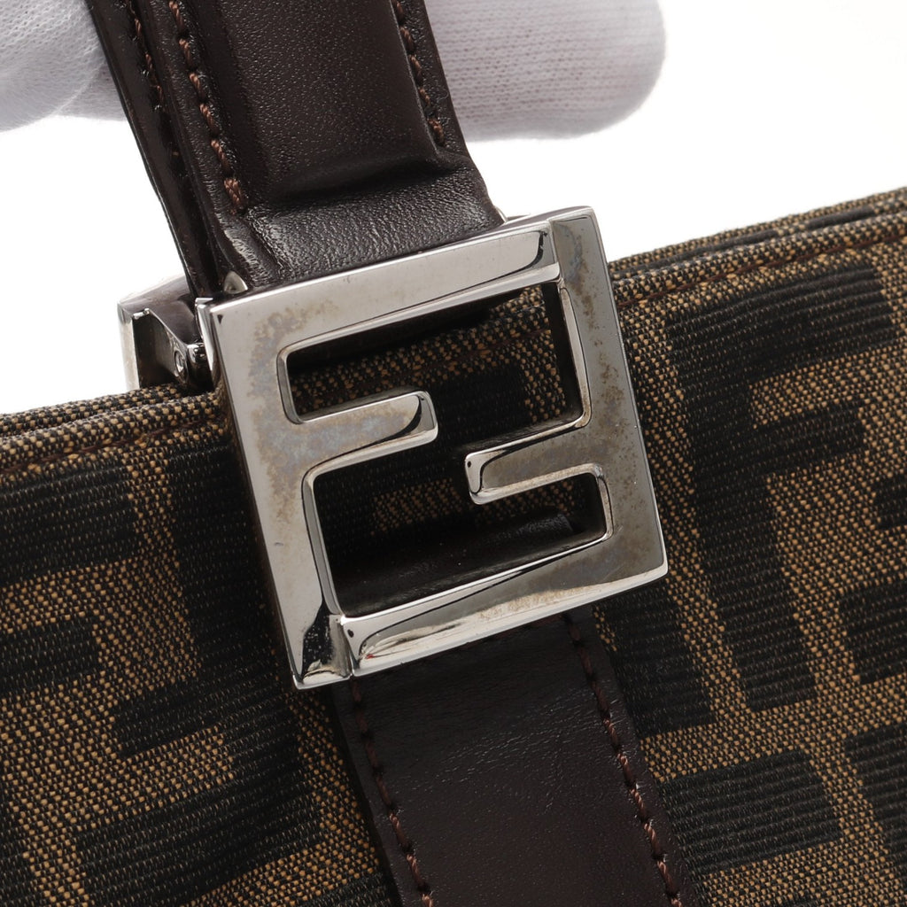FENDI Zucca Handbag Tote bag Canvas Brown Dark brown