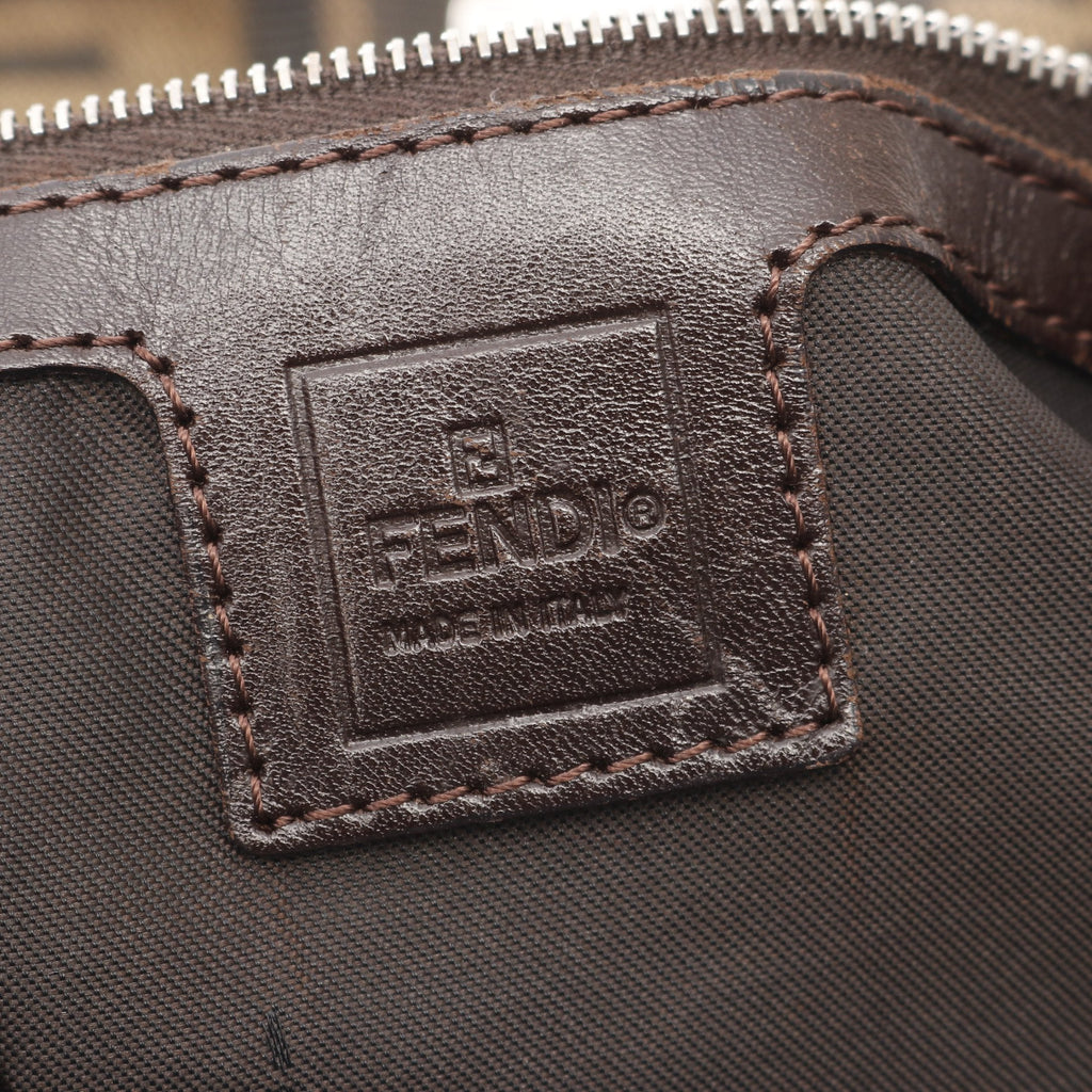 FENDI Zucca Handbag Tote bag Canvas Brown Dark brown