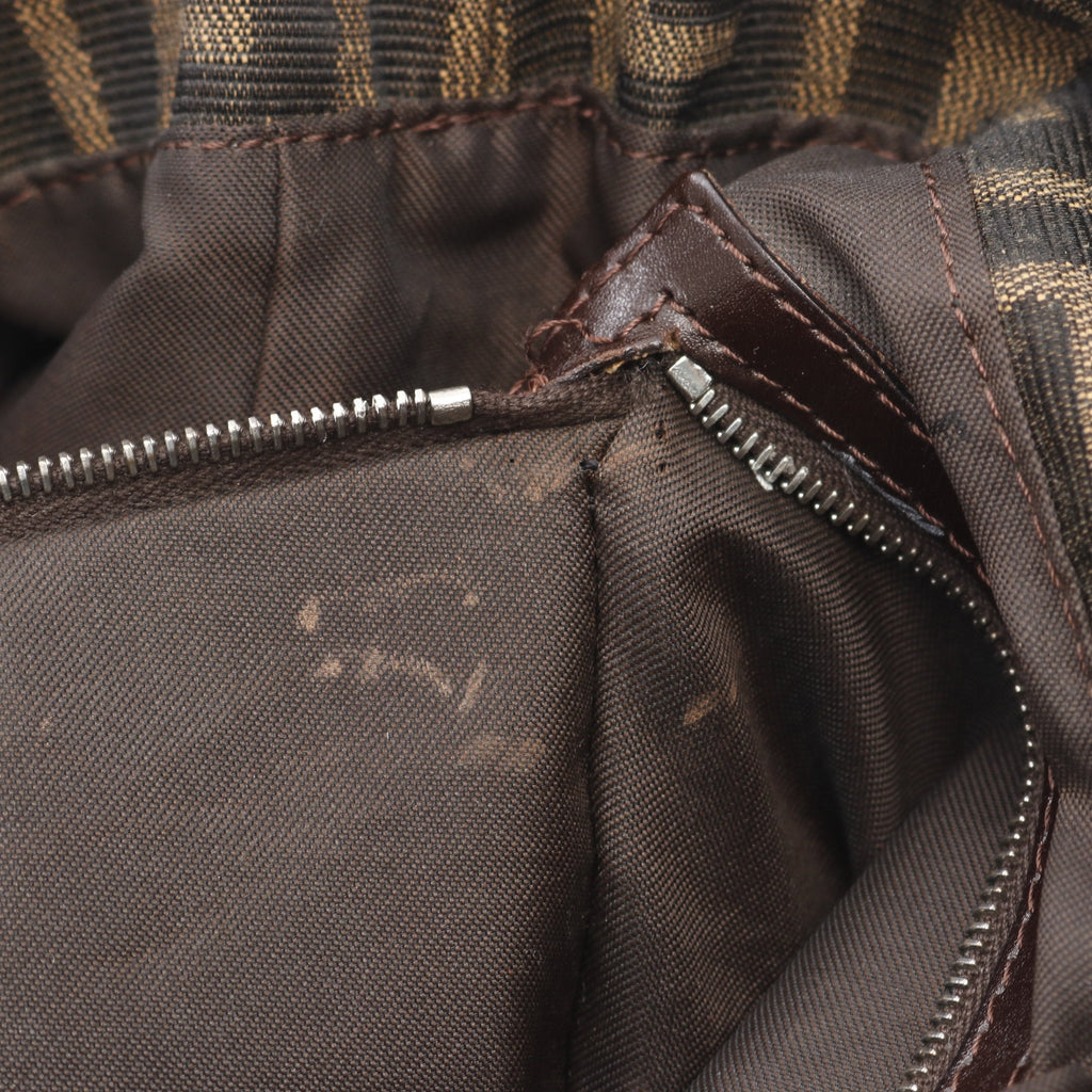 FENDI Zucca Handbag Tote bag Canvas Brown Dark brown