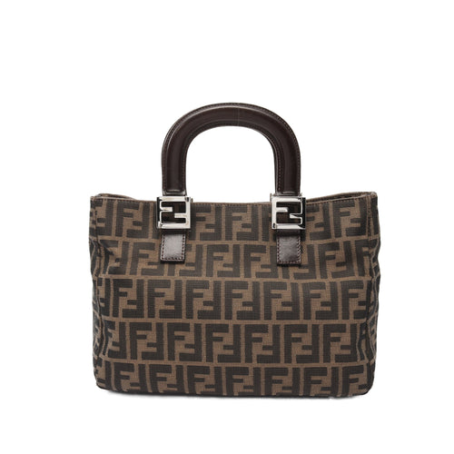 FENDI Zucca Handbag Tote bag Canvas Brown Dark brown
