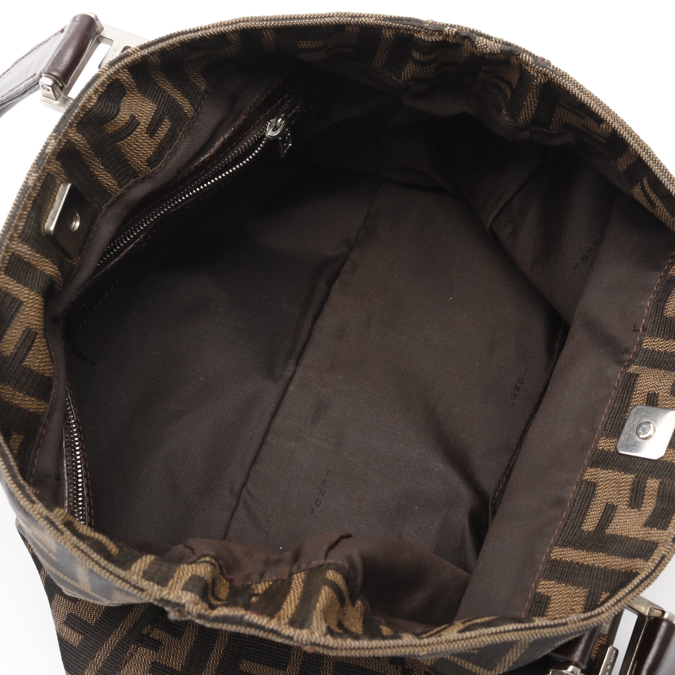 FENDI Zucca Handbag Tote bag Canvas Brown Dark brown