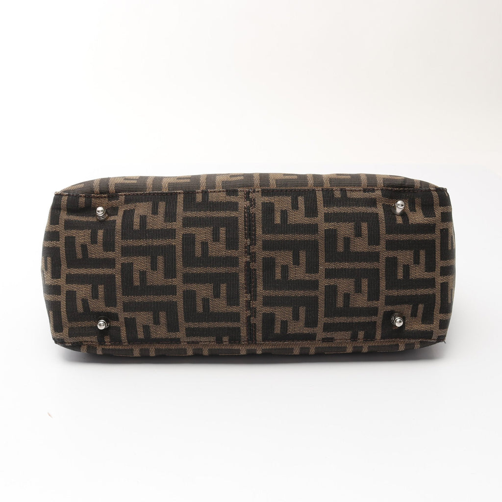 FENDI Zucca Handbag Tote bag Canvas Brown Dark brown