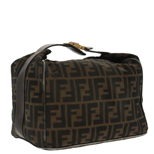 FENDI Zucca Canvas Hand Bag Brown Black Gold95689