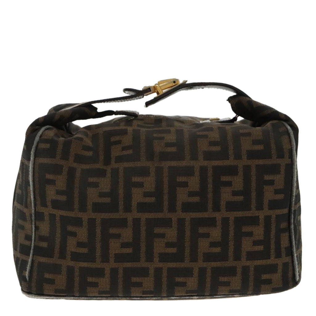 FENDI Zucca Canvas Hand Bag Brown Black Gold95689