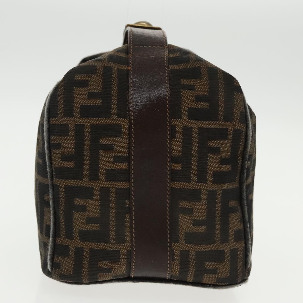FENDI Zucca Canvas Hand Bag Brown Black Gold95689