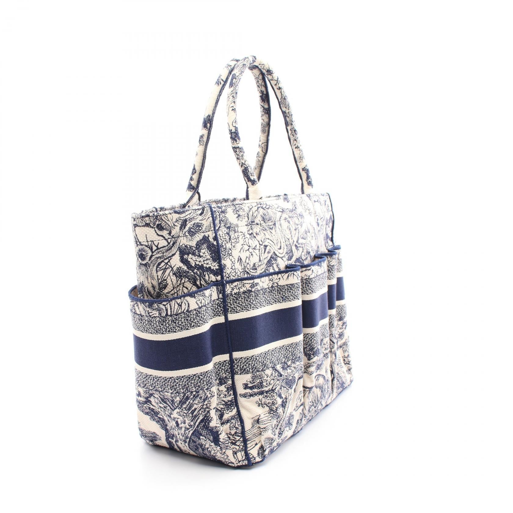 Dior Oblique Embroidery Gardener Handbag Tote bag Canvas Ivory Navy