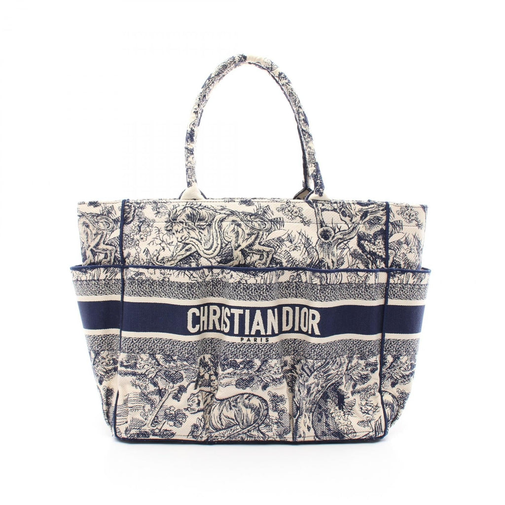 Dior Oblique Embroidery Gardener Handbag Tote bag Canvas Ivory Navy