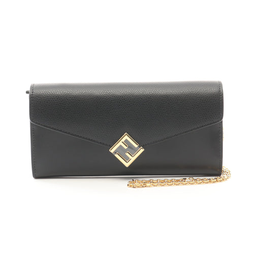 FENDI FF Diamond Chain wallet Leather Black