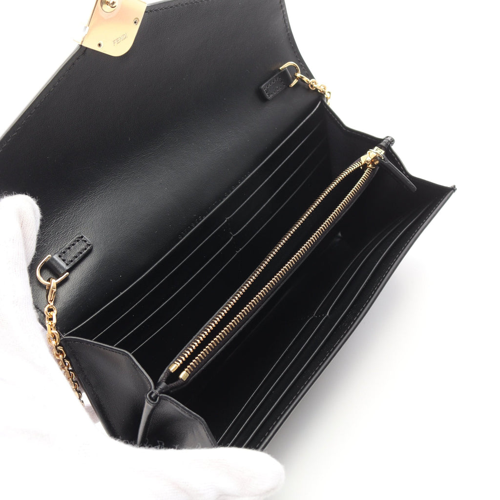 FENDI FF Diamond Chain wallet Leather Black