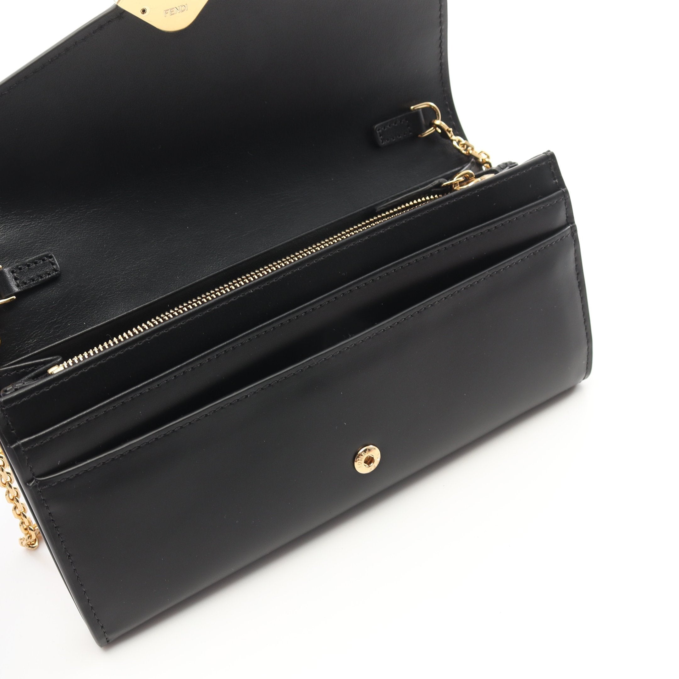 FENDI FF Diamond Chain wallet Leather Black