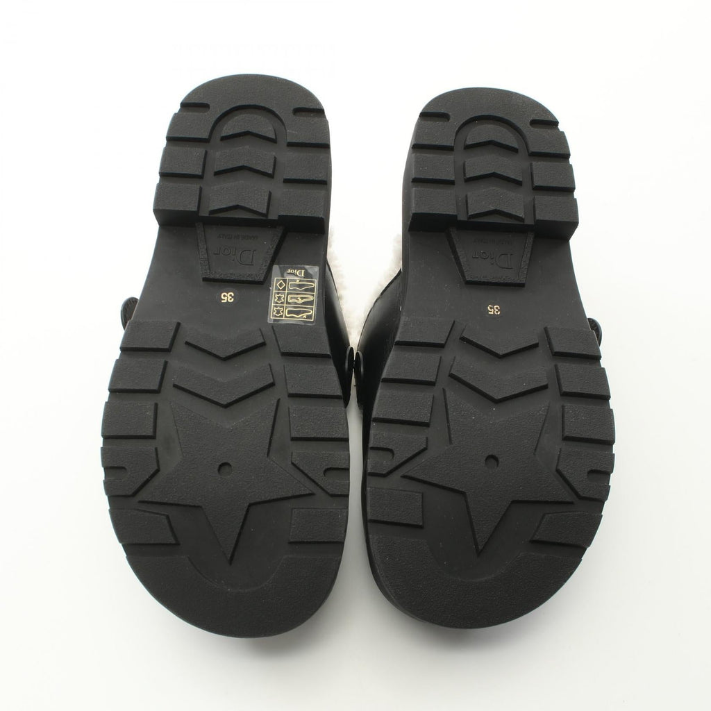 Dior Quake Clock Sabot Sandals Leather Shearling Black White