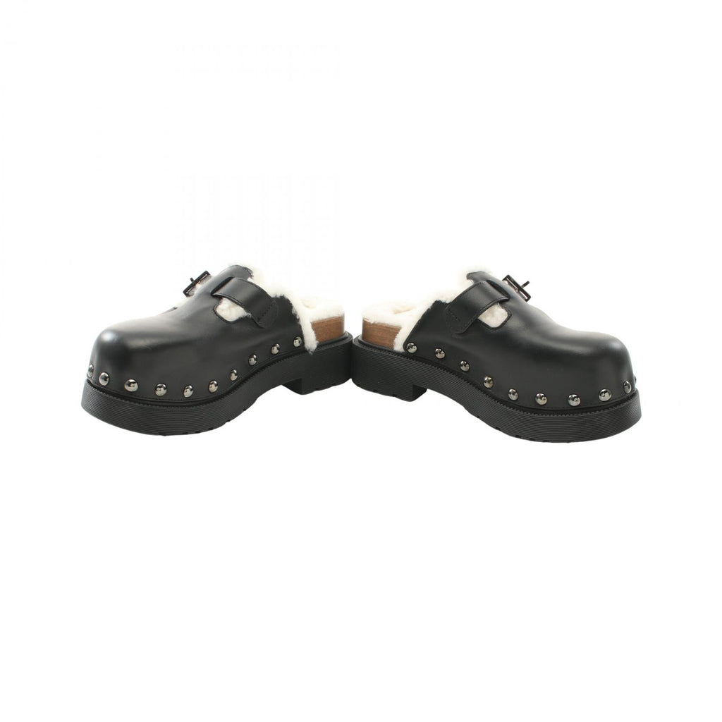 Dior Quake Clock Sabot Sandals Leather Shearling Black White