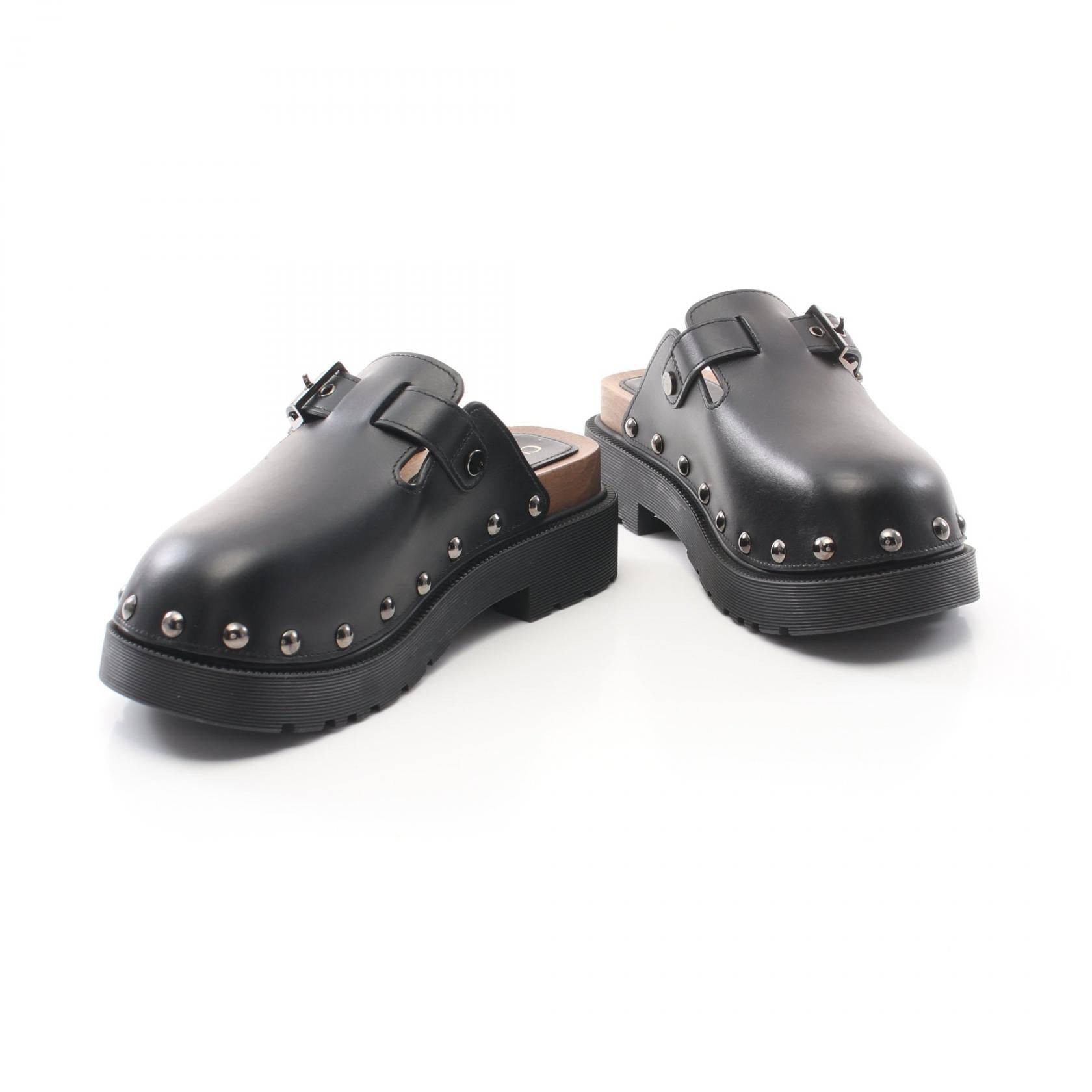 Dior Quake Clock Sabot Sandals Leather Black