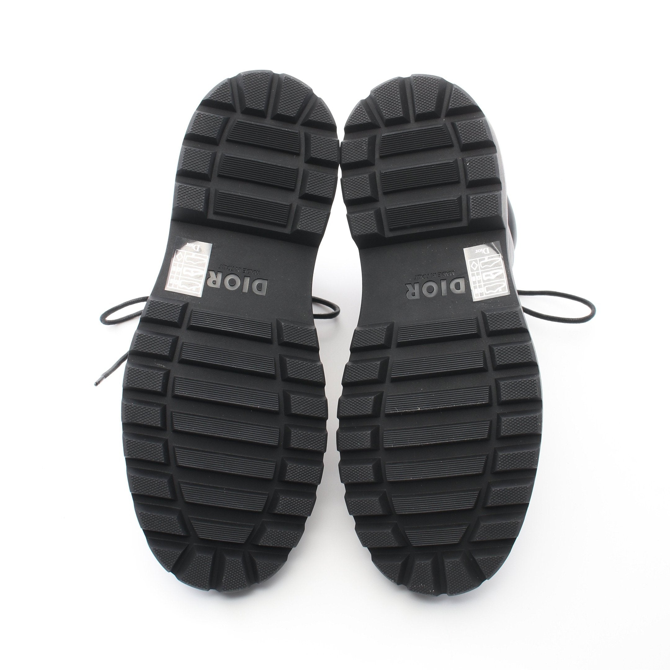 Dior Lace up Short Boots Leather Canvas Black